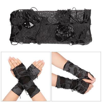 Masquerade New Fashion Long Fingerless Gothic Black Beggar Style Hole Punk Mittens Halloween Gloves