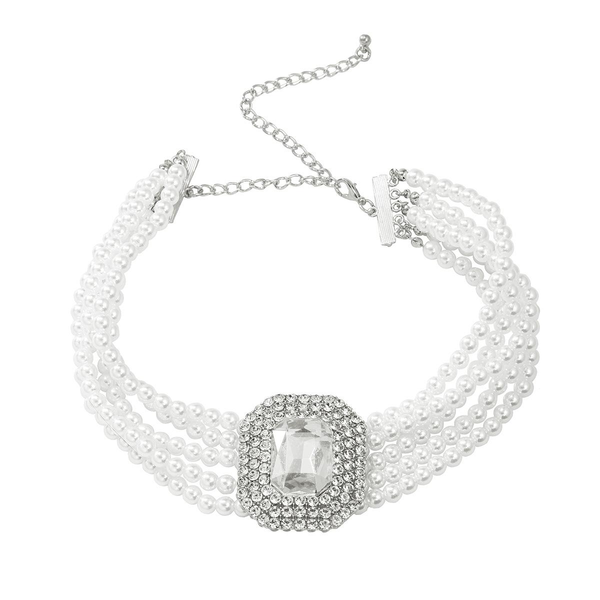 

Винтажное ожерелье с искусственным жемчугом, серьги-колье, женская цепочка на ключицы, ювелирные аксессуары для банкета и вечеринки белый