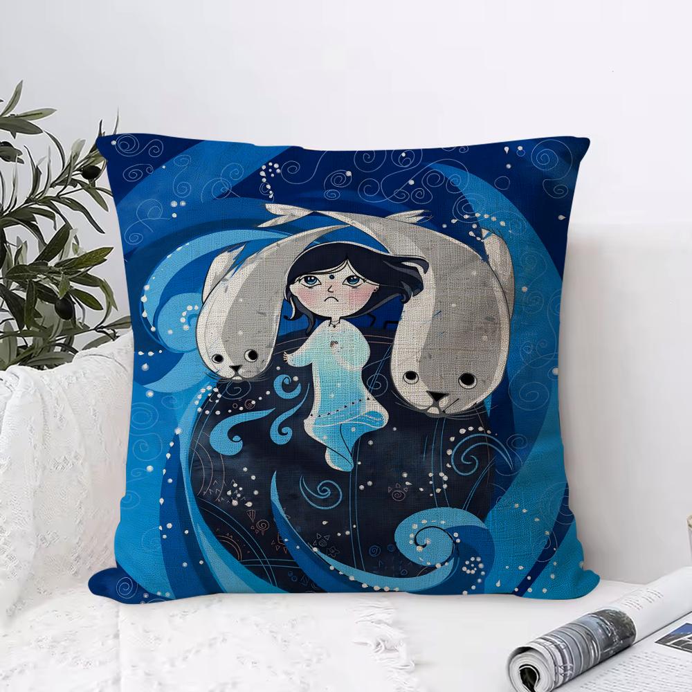 Ireland S-Song Of The Sea Cushion Cover Breathable Linen Pillow Cover Skin-Friendly Home Decor Pillowcase With Hidden Zipper