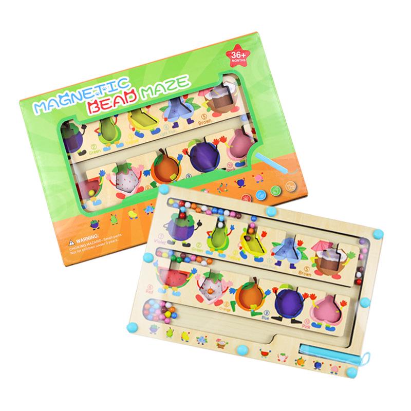 Wooden Magnetic Marble Maze Game for Kids - Educational, Early Learning, Logic Development Toy