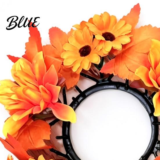 Thanksgiving Table Centerpieces Fall Maple Leaf Candle Ring Autumn Pillar Wreath Artificial Holder for Harvest Party Centerpiece Theme Supplies