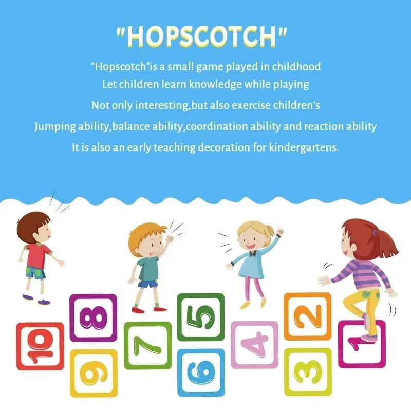 Number Lattice Wall Stickers Kids Footprint Hopscotch Floor Decals Waterproof Game Stickers Nursery Decoration Home Accessories