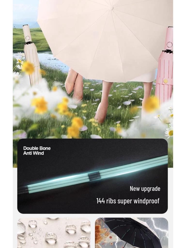 Extra Large Dual-Use Folding Umbrella, Auto-Open, Reinforced for Rain & Sun, UV Protection, Sunshade for Women & Men