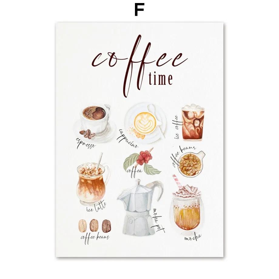 Nordic Elegant Coffee Caffeine Cocoa Cup Wall Art Canvas Painting Posters And Prints Pictures For Kitchen Surrealism Home Decor
