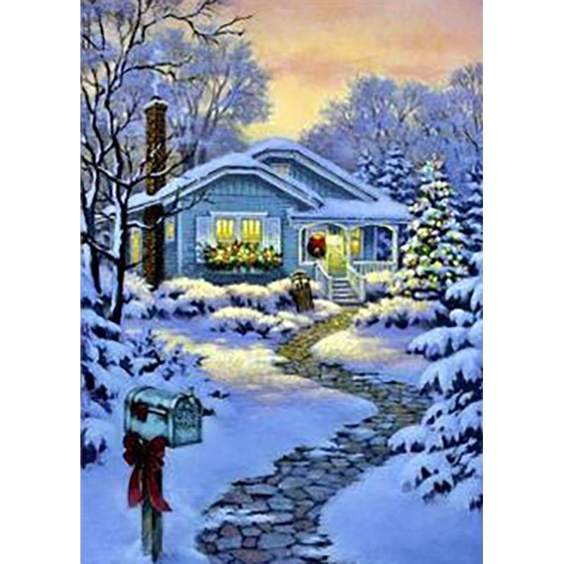 DIY Snow Scenery 5D Diamond Painting Full Round Drill Winter Landscape Diamond Embroidery Mosaic Rhinestone Home Decor Gift