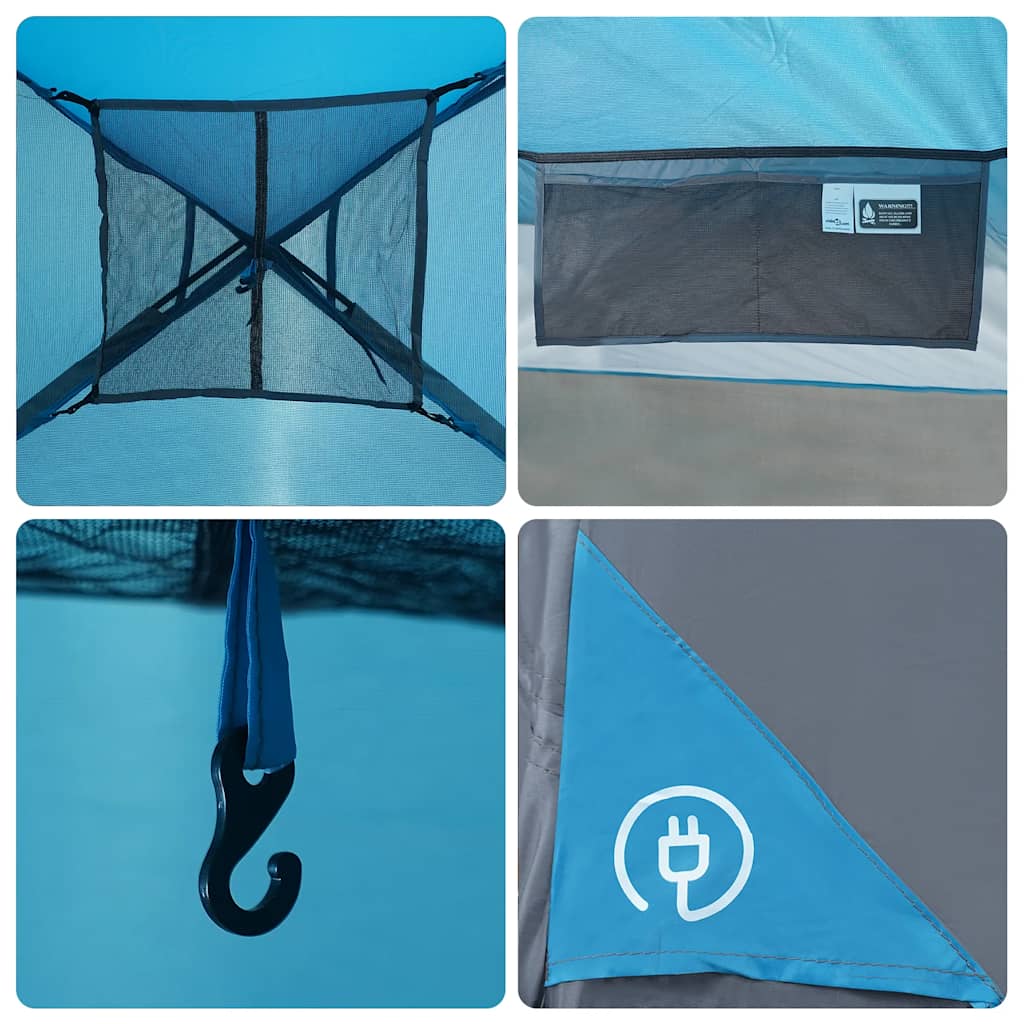 Dome Family Tent for 9 People Blue Waterproof