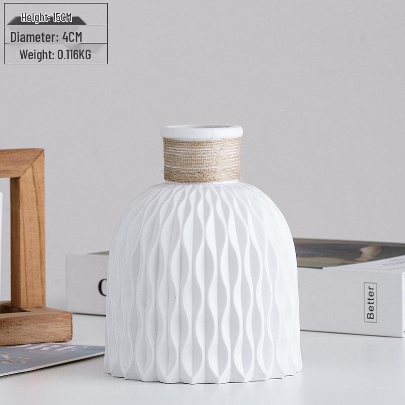 Nordycki Biały Plastikowy Mały Wazon - Minimalistyczny Wystrój do Kompozycji Kwiatowych do Salonu