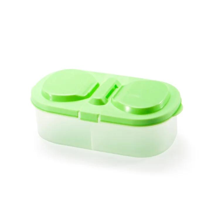 Plastic Food Storage Box 2 Lattices Sealed Crisper Grains Tank Storage Kitchen Sorting Food Storage Box Container
