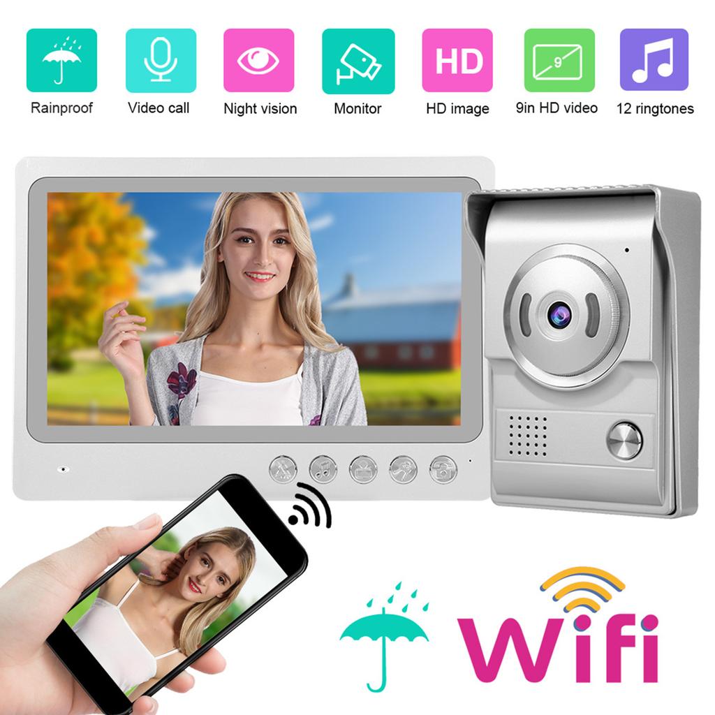 9in Wired to Wifi Video Intercom Doorbell IP55 Waterproof Night Vision Photo Shooting Recording