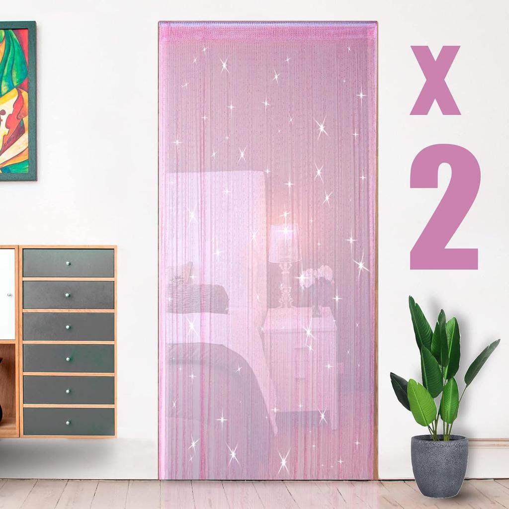 2er-Pack Glitzer-Fadenvorhänge 39x79 Zoll Fransenpaneele Raumteiler Fliegengitter für Heimdeko Tür Fenster Hochzeitsfeier Hotel Wohnzimmer Türöffnungen