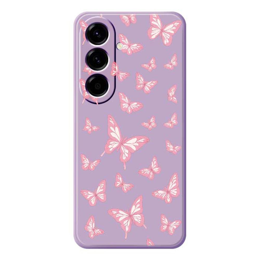 For Samsung Galaxy A56 5G Case Pink Butterflies Pattern Printing Straight Edge TPU Phone Back Cover