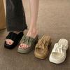 Korean Version Women's Platform Slippers Elegant Wedge Solid Color Sandal Shoes for Women Outdoor Versatile Leisure Slippers New