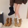 Medium boots slim women's Su 2025 pile autumn and winter flat-bottomed knight boots new wasteland wind retro short boots women's no