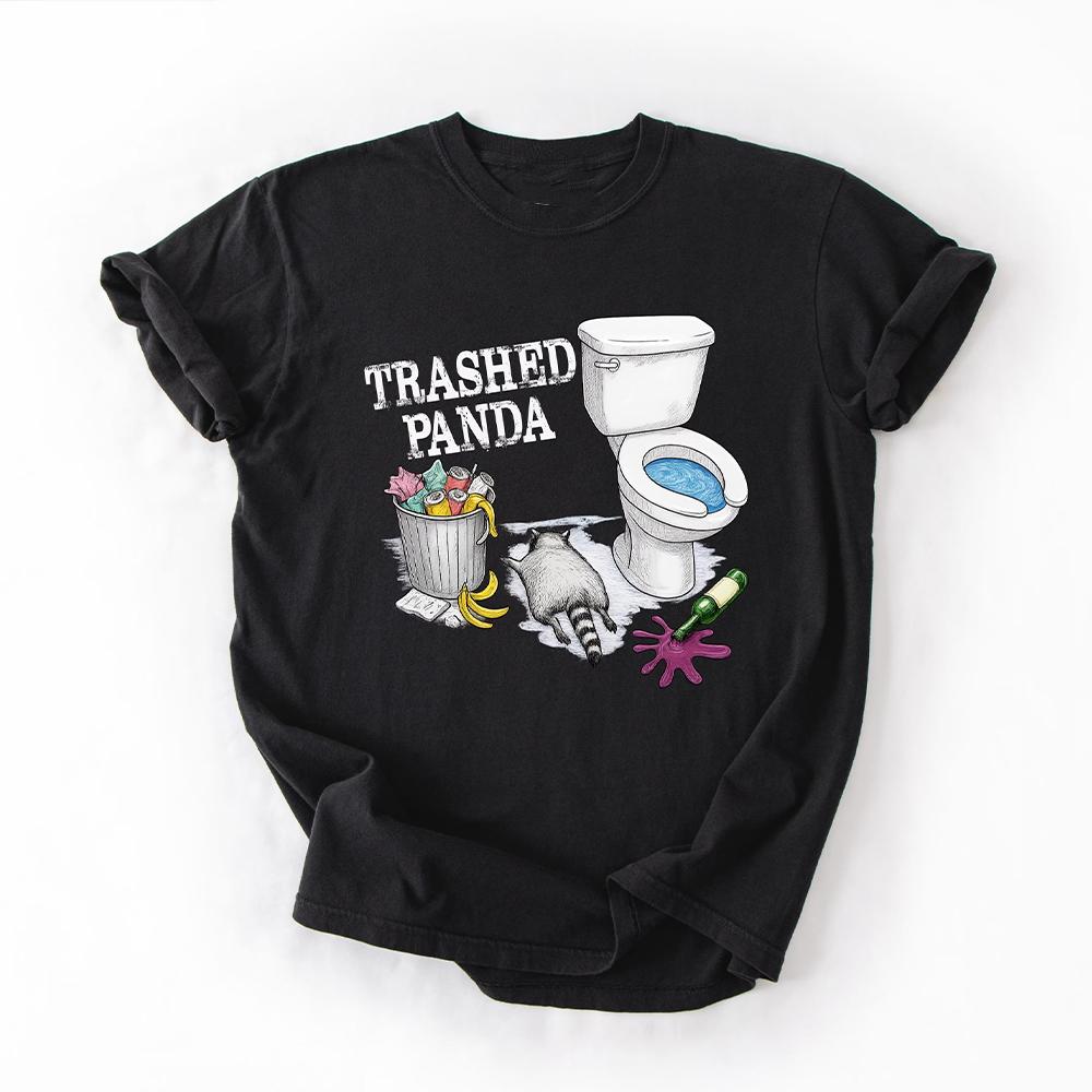 

Trashed Panda Funny Drunk Raccoon Tshirt Trash Panda Humor Gift Party Animal Joke Graphic Unisex Y2K Casual Shirt Streetwear 4XL