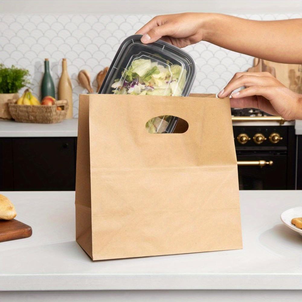 25pcs Kraft Paper Bags with Handles Tote Bag for Wedding Shower Gift Shopping Takeout Restaurants Gift Bags Treat Bags for Birthdays Parties Holidays