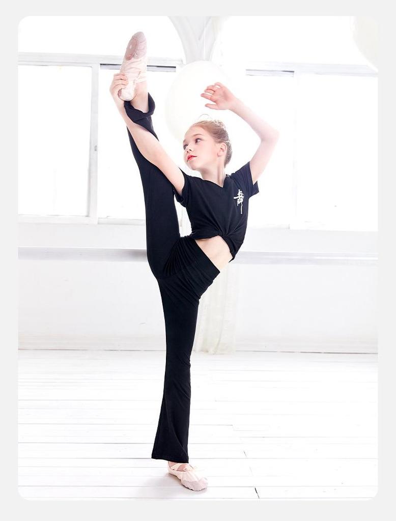 Children's Black Flared Dance Pants for Latin & Jazz Practice