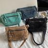Retro Washed Denim Crossbody Bag for Women In Summer, Simple and Artistic Casual, Multi Pocket Single Shoulder Small Square Bag