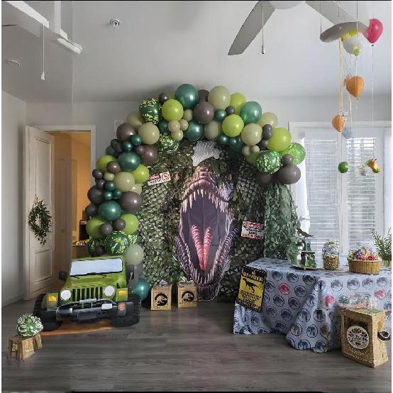 Trunk or Treat Car Decorations Kit Dinosaur Birthday and Party Decor Backdrop with 3 Pcs Dino Themed Stickers and 1 Pc Jungle Camouflage Cloth