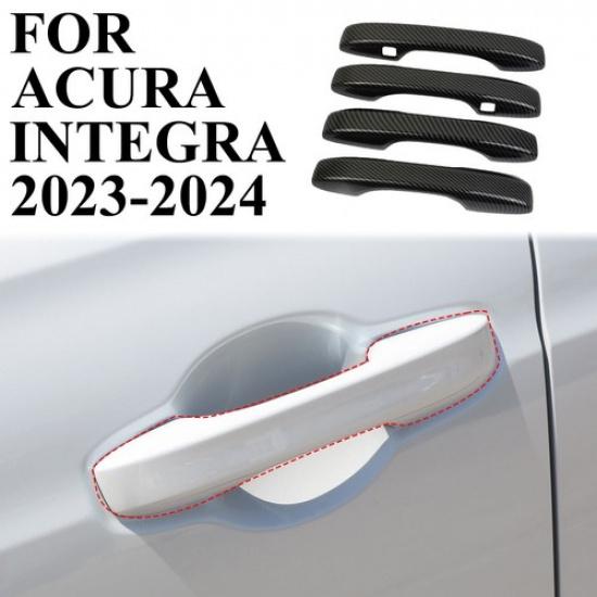 Carbon Fiber Style Exterior Door Handles Cover Trim Fit For Acura Integra +