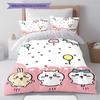 chiikawa Pattern Bedding,Quilt Set Quilt Cover Pillowcase Home Birthday Gift (1 * duvet cover + 2 * pillowcase, without core)