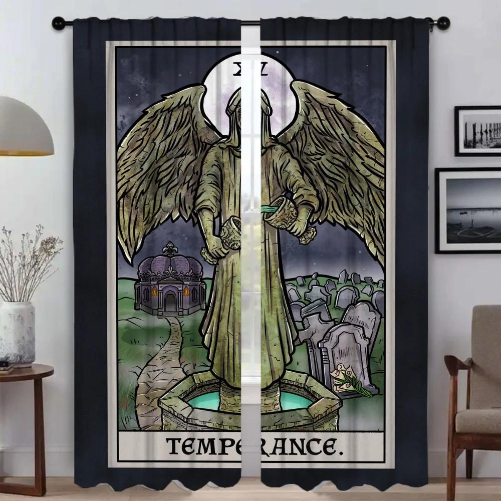 

Window Curtain for Room 2 Panel Terror Tarot Shades Curtains Child Room Tulle for Bedroom Halloween Decoration Partition Living W50xH70cmx2pcs-CL