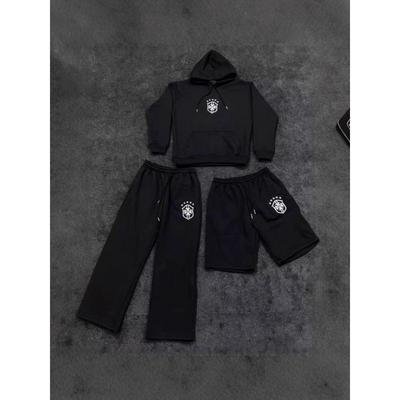 Mens Oversized Hooded Sweatshirt Set Winter Casual Loose Fit Printed Pullover With Side Pockets