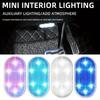 Lumină LED compactă reîncărcabilă USB pentru mașină cu activare magnetică la atingere și iluminare multicoloră