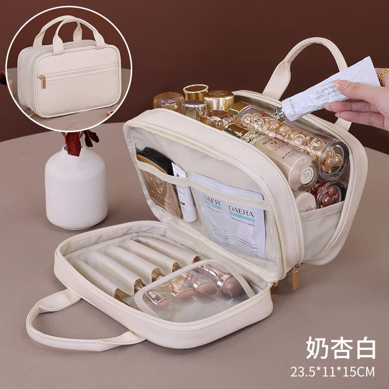 Double-layer portable cosmetic bag, large-capacity high-end women's portable niche~~ Cosmetics storage bag, starting from one approval.
