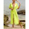 Women's Beach Sun Protection Strap Waist Slit See Through Mesh Bikini Cardigan Cover Up