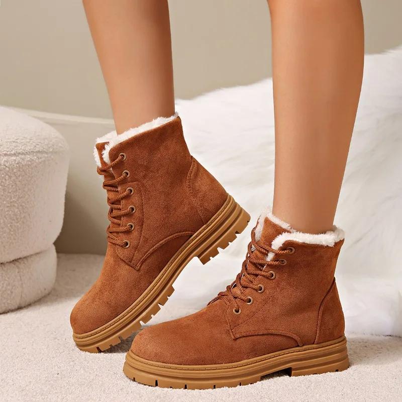 Women's Shoes 2024 Hot Sale Front Lace-up Women's Boots Fashion Plus Size Casual Boots Women Winter Short Plush Shoes for Women