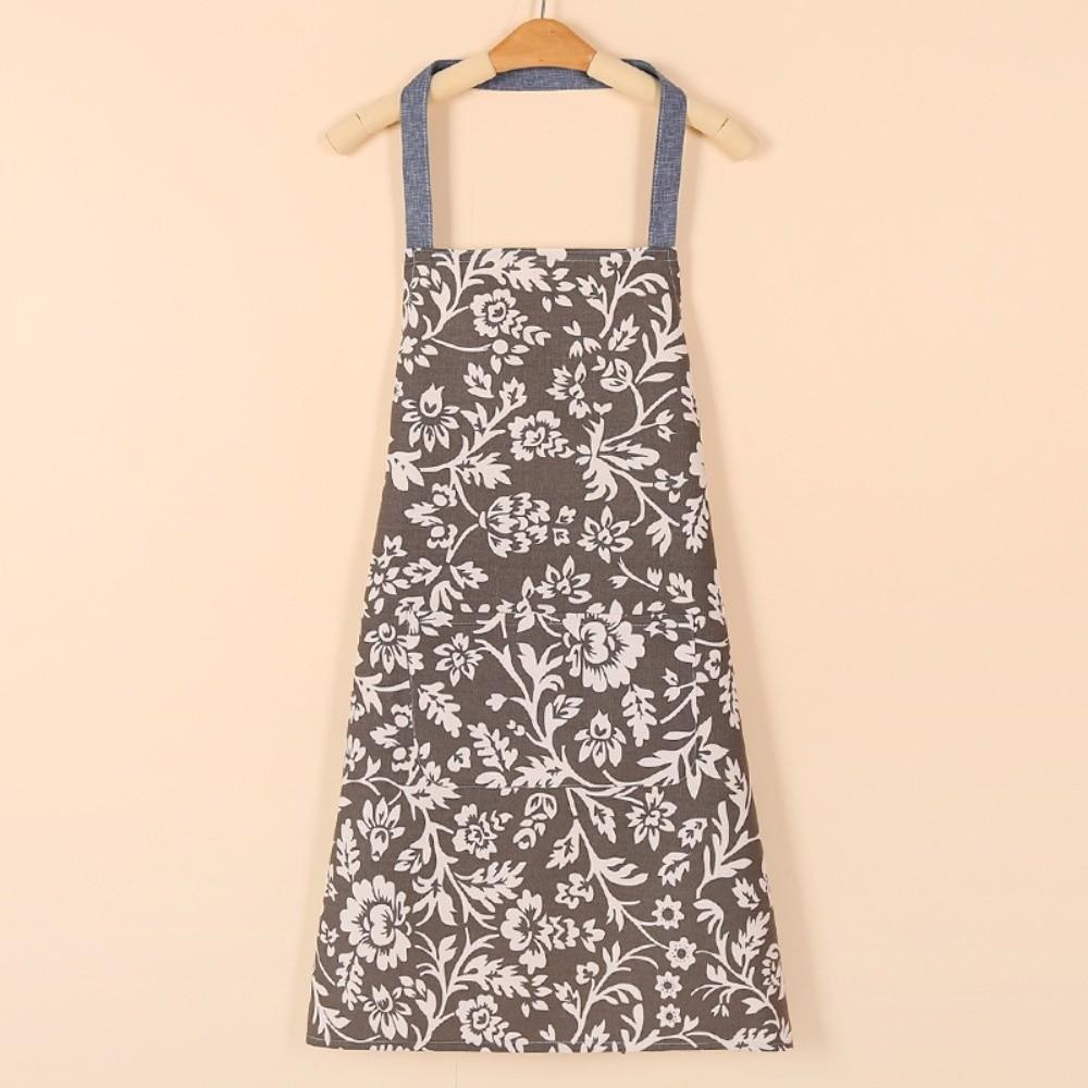 Ethnic Printed Canvas Apron Oil-Proof Breathable Kitchen Cooking Aprons Stain Resistant Adjustable Working Clothes Restaurant