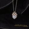 Korean Full Diamond Heart Titanium Steel Necklace Light Luxury Niche Colored Zircon Temperament Women Clavicle Chain Jewelry Gift