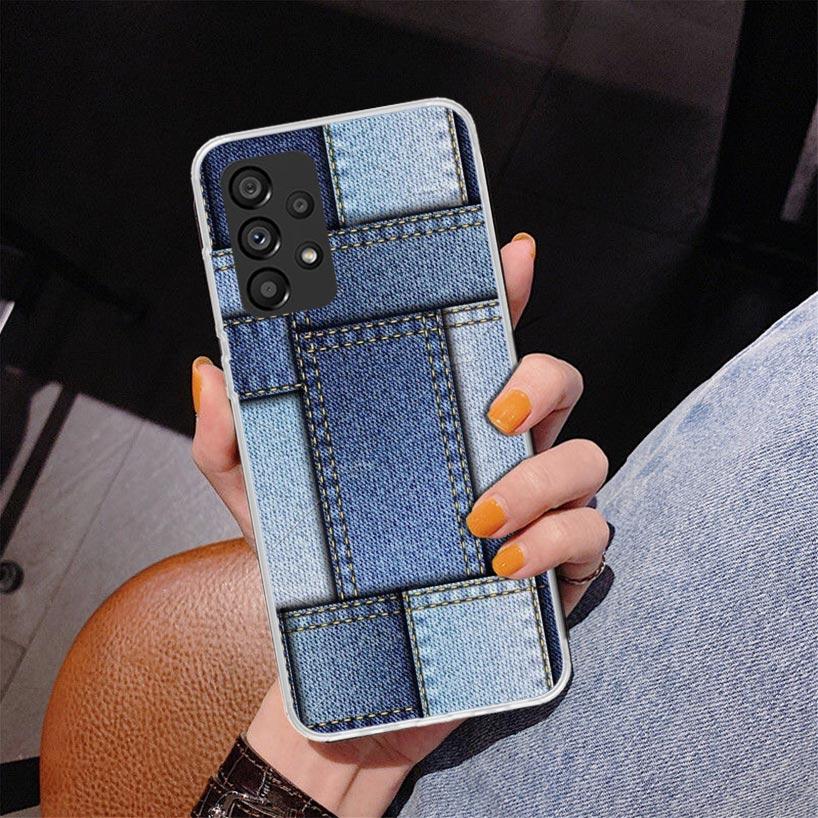 Jeans Cowboy Denim Printed Phnoe Case for Samsung Galaxy A17 A37 A57 A16 A26 A36 A56 A15 A14 A13 A55 A54 A53 A35 A34 A33 A25 A24