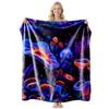 Soft Fleece Blanket With Starry Sky Print Camping Sofa Napping Air Conditioning Use Customizable Design