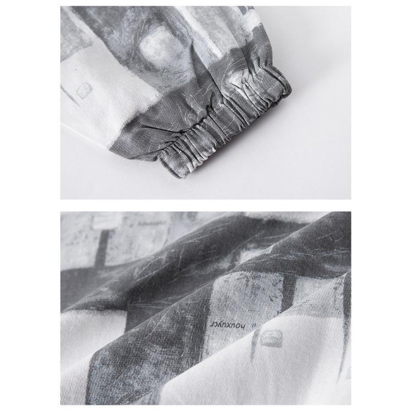 Men's Abstract Plaid Print Jacket Turn-Down Collar Button Down Oversized Streetwear Coat