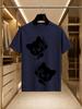 2026 New Arrival 100 Cotton Tshirt Cute Climbing Black Cat Cartoon Print Crew Neck Unisex Loose Fit Casual Short Sleeve