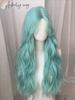 Peluca Ashely Azul Verde para Mujer 24 pulgadas de Largo Cabello Ondulado Peluca Fibra Sintética de Alta Calidad Pelucas Lolita Verde Menta Frescas Modernas Pelucas