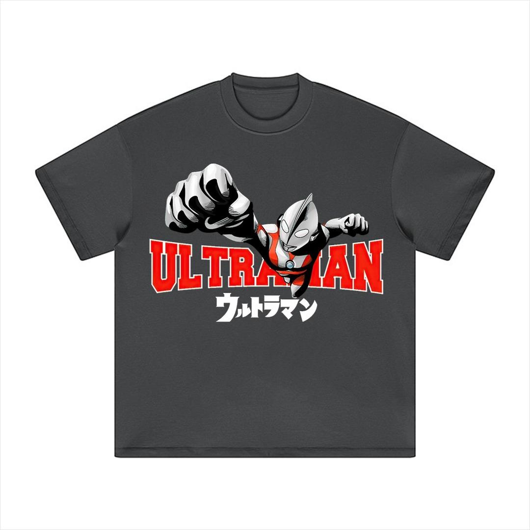 

Ultraman, Monster, Day Man, American Small Neckline Street Old Men and Women Loose Retro Cotton Short-sleeved T-shirt 4XL