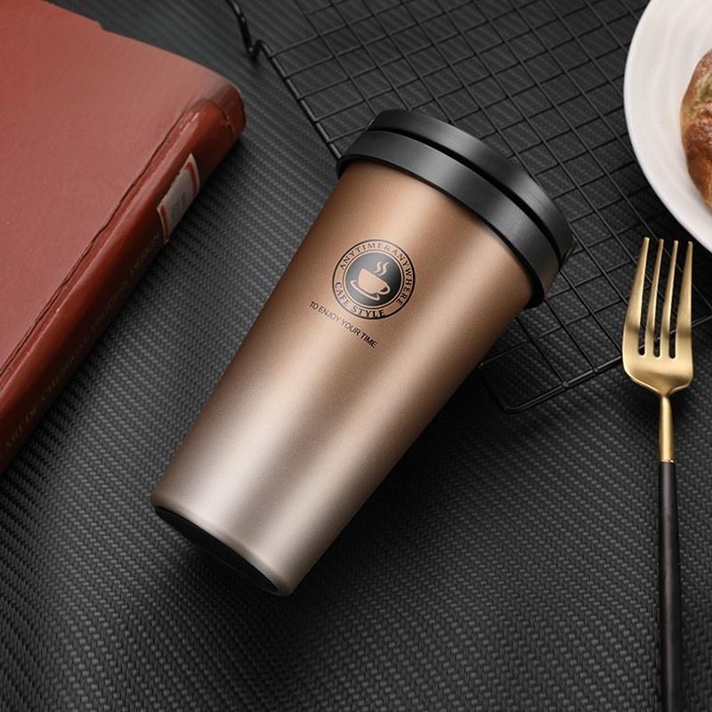 500ml Portable 304 Stainless Steel Insulated Coffee Mug Creative Gift Handheld Thermos for Travel And Outdoor
