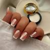 Hochwertige tragbare künstliche Nägel im Mandel-Nude-French-Stil – mittellange und lange Nagelspitzen