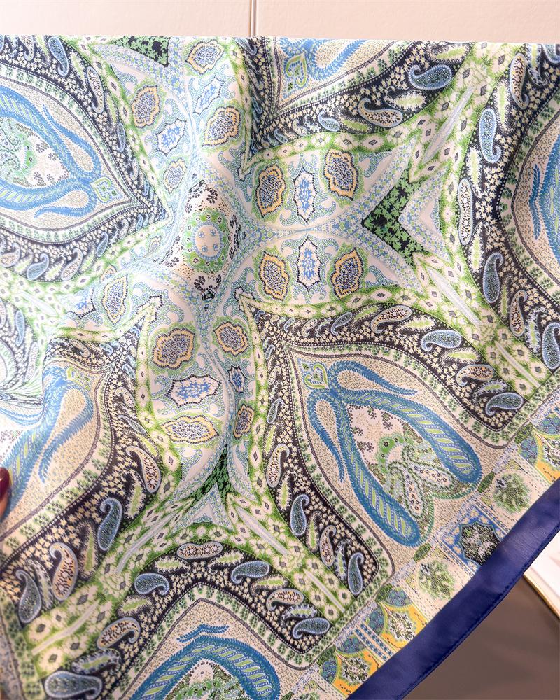 2026 New Imitation Silk Scarves Bandanas Paisley Printed Square Scarf For Women Luxury Hijab Neckerchief Elegant Shawl Wraps
