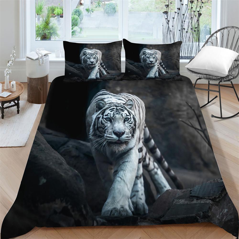 Bedding Clothes Tiger Print Duvet Cover Set Polyester Men Single Double Size Home Textiles Soft Quilt Cover Pillowcase