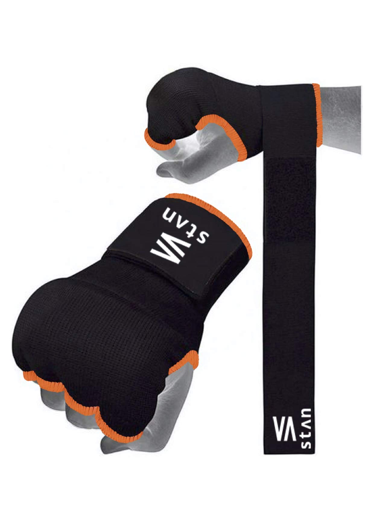 

StAn Velcro Bandage Inner Gloves for and Gel Pads Black Easy-to-Use Boxing, MMA, Shock-Absorbing (M, Orange)