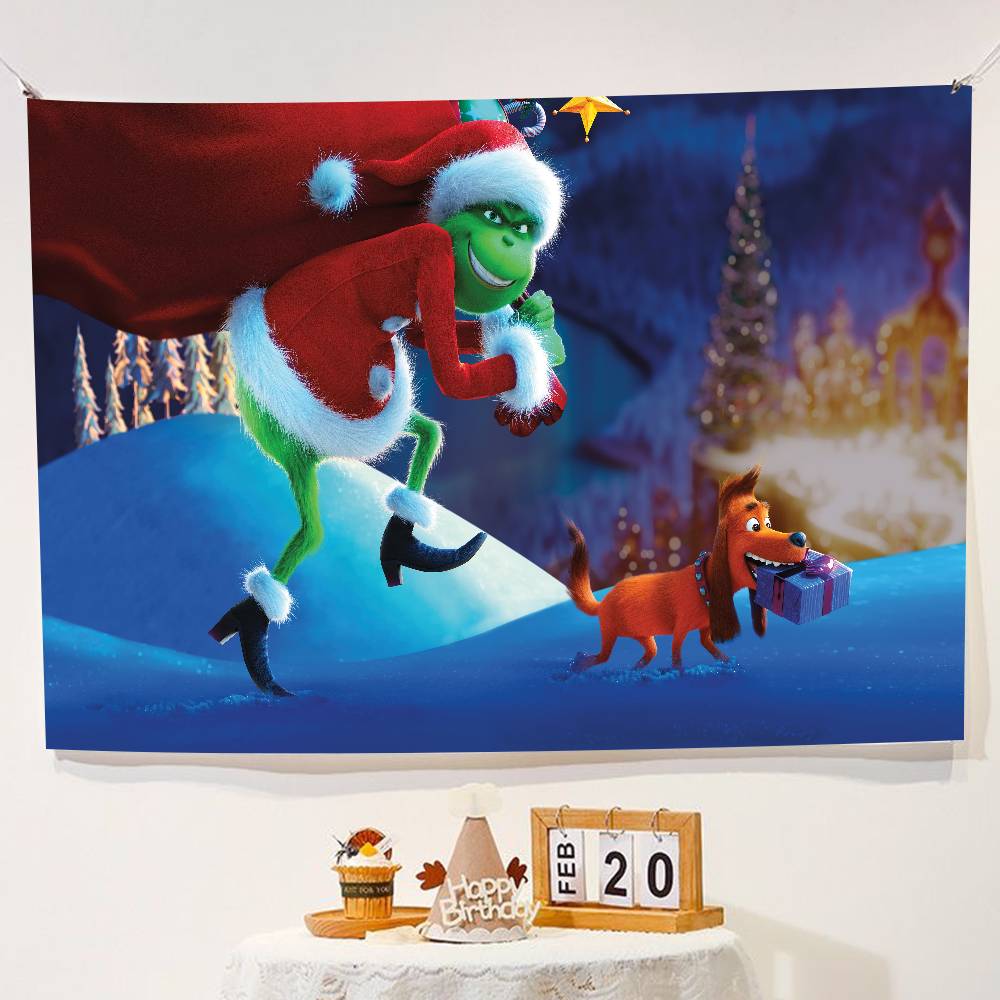 Winter Christmas Grinch Background Cloth,background Decoration, Room, Photo Studio Prop-suitable for Home Decoration, Parties