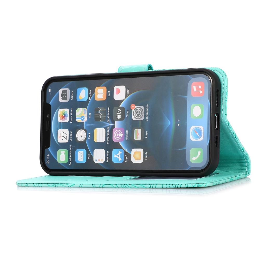 Applicable To iPhone12 Mobile Phone Leather Case 11Pro Solid Color Matte Skin Feeling Embossed Insert Card Wallet Protective Case 8plus