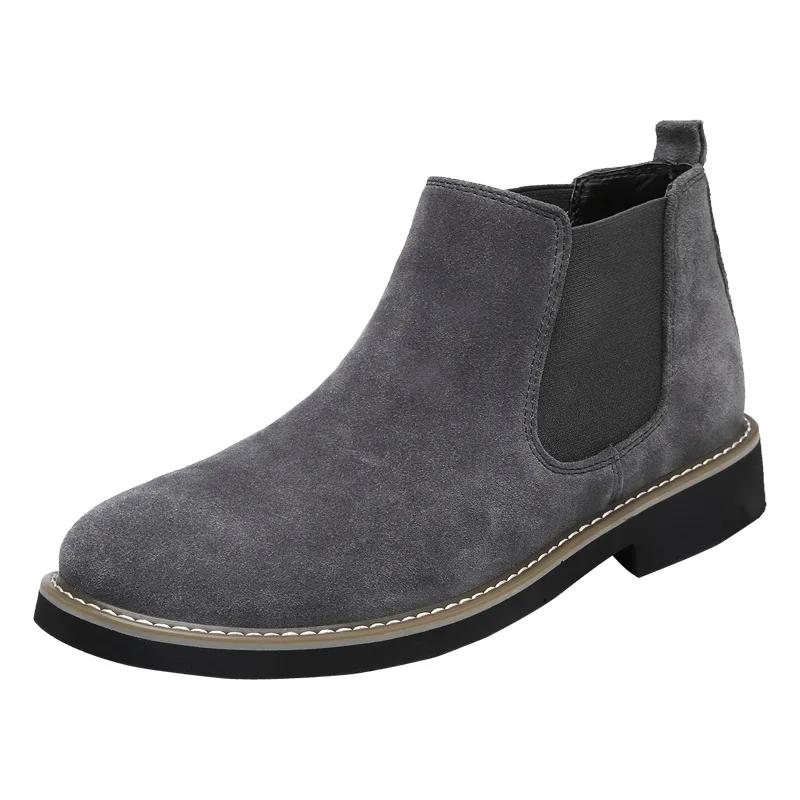 

Men s Invisible Height Increasing Shoes Black Premium Leather Lightweight 6cm Taller Invisible Height Chelsea Boots 37 серый