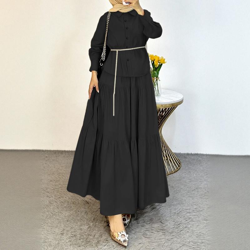 ZANZEA Damen Langarmbluse und Lange Röcke Lässige Zweiteiler Anzugsets