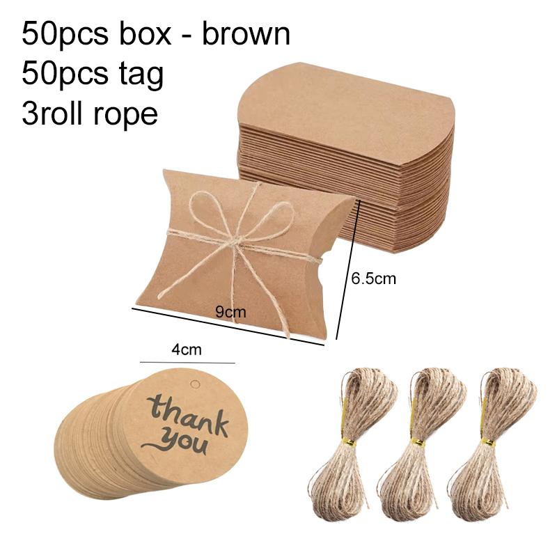 20pcs Mini Candy Box Folding Paper Pillow Type Wedding Gift Box Thank You Tag Festival Gathering Gifts Party Favors TMZ