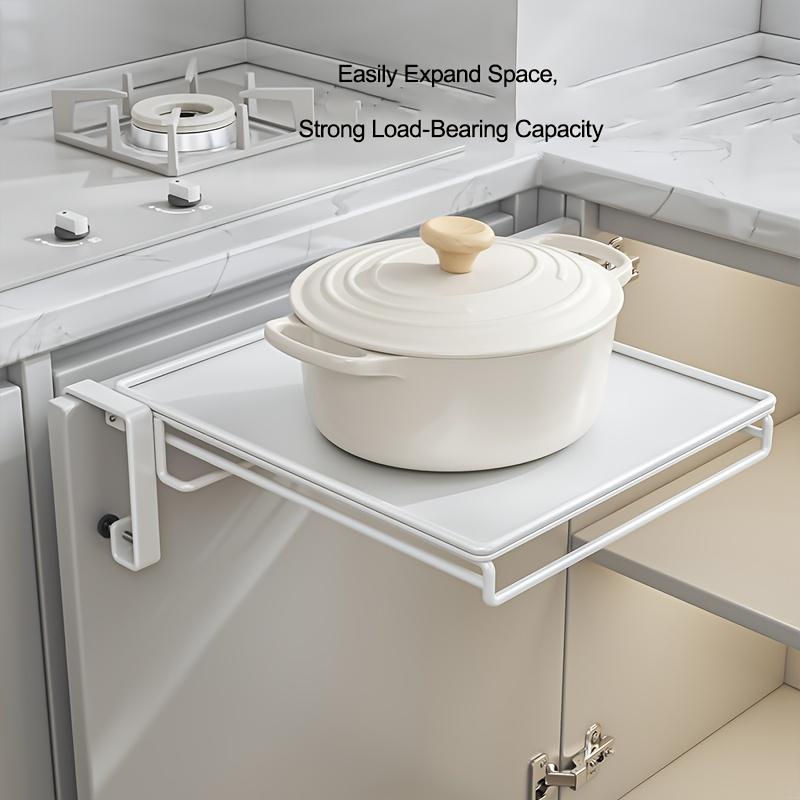 1pc of a Foldable Countertop Storage Shelf Designed To Hang On Cabinet Doors Serving As a Multifunctional Auxiliary Partition Board