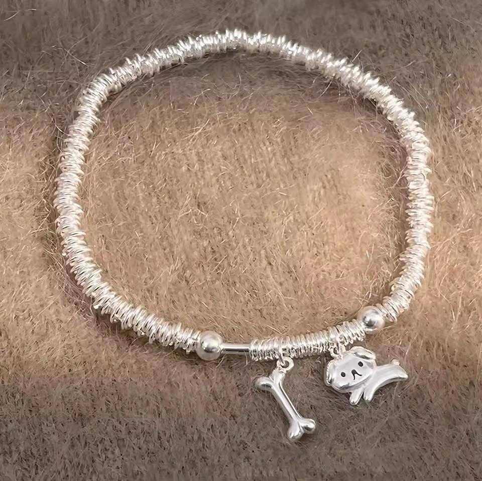 Copper Dog Pearl Ring For Women Irregular Beads Elastic Cute Sweet Design Jewelry Party Gift Dropshipping